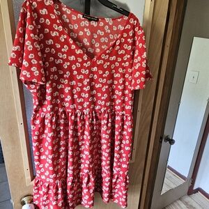 Red Floral Mini Dress with V-Neck - Always 21